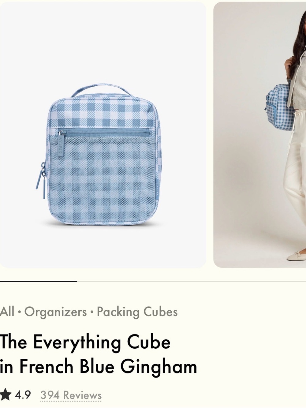 The Everything Cube in French Blue Gingham by Calpak